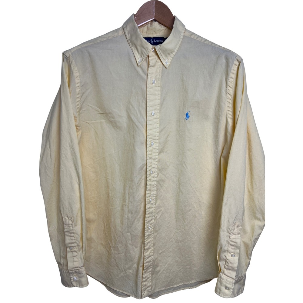 Ralph Lauren Button Down Shirt Men XL Yellow Classic Fit Oxford Long Sleeve G13‎